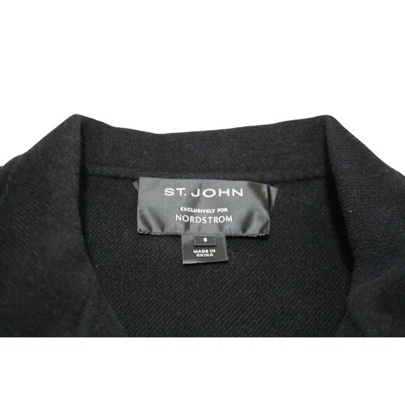 St John Black Wool Angora Cardigan Sweater Zip Jacket Womens 8 Classic Heritage - Picture 2 of 8